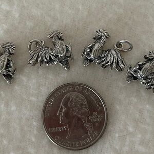 Fighting Rooster 3D Jewelry Findings Set of 4